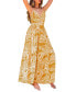 Women's Yellow Tropical Sweetheart Twist & Keyhole Maxi Beach Dress