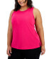 Фото #1 товара Plus Size Solid Birdseye Mesh Racerback Tank Top, Created for Macy's