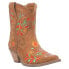 Dingo Sugar Bug Floral Embroidery Round Toe Cowboy Booties Womens Brown Casual B