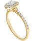 ფოტო #3 პროდუქტის Diamond Halo Pavé Band Engagement Ring (1/2 ct. t.w.) in 14k Gold