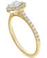 Diamond Halo Pavé Band Engagement Ring (1/2 ct. t.w.) in 14k Gold