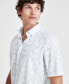 Men's Dot Print Short Sleeve Button Front Performance Shirt, Created for Macy's