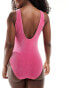 Фото #2 товара Threadbare scoop neck swimsuit with low back in hot pink glitter