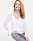 Фото #3 товара Women's Pleated V-Neck Blouse, Created for Macy's