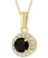 ფოტო #2 პროდუქტის Black Diamond (3/8 ct. t.w.) & White Diamond (1/10 ct. t.w.) Halo 18" Pendant Necklace in 14k Gold