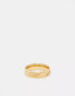 Фото #1 товара ASOS DESIGN waterproof stainless steel band ring with horizontal embossed design in gold tone