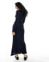 ASOS DESIGN knitted maxi skirt with frill and seam detail co-ord in navy Синий, L - EU 44-46 - фото #4