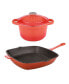 Neo 3-Pc. Cast Iron Set: 3-Qt. Covered Dutch Oven and 11" Grill Pan