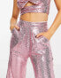 Фото #4 товара Jaded Rose Petite exclusive sequin jogger co-ord in baby pink