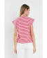 ფოტო #3 პროდუქტის Women's Stripe Rib Cotton T-shirt
