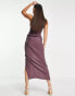 Фото #4 товара ASOS DESIGN Tall corset bandeau midi dress in washed fabric with drape detail skirt in wine