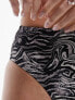 Topshop high waist high leg bikini bottoms in mono animal print