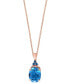 Фото #3 товара EFFY Collection eFFY® London Blue Topaz (3-1/6 ct. t.w.) & Diamond Accent Oval 18" Pendant Necklace 14k Rose Gold