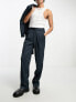 Фото #1 товара ASOS DESIGN wide leg suit trousers in navy plisse