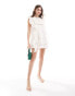 & Other Stories ruffle sleeve mini dress with broderie and ladder trim detail in off white