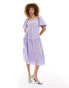 Monki tiered midi dress with open back in lilac