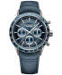 Фото #1 товара Men's Swiss Automatic Chronograph Freelancer Blue Leather Strap Watch 44mm