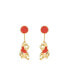 ფოტო #1 პროდუქტის Womens Winnie the Pooh Gold Plated Red Glitter Balloon Swinging Earrings