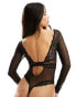 Фото #4 товара ASOS DESIGN Marissa underwired lace body with sleeves in black