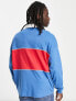 ASOS DESIGN oversized long sleeve rugby polo in blue & red colour block with France print