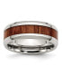 Фото #1 товара Stainless Steel Red/Orange Koa Wood Enameled 8mm Band Ring