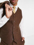 ASOS DESIGN wedding skinny wool mix suit waistcoat in brown basketweave texture