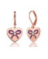 Фото #1 товара Kids/Young Teens 18K Rose Gold Plated with Infinity Ribbon Paved on Heart Shaped Dangle Earrings