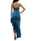 ფოტო #2 პროდუქტის Juniors' Drape-Neck Asymmetric-Ruffle-Hem Dress