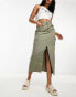 Фото #2 товара New Look cargo midi skirt in dark khaki