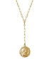 Coin Paperclip Link 17" Lariat Necklace in 18k Gold-Plated Sterling Silver
