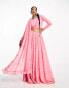 Фото #4 товара Nesavaali lehenga embroidered long sleeve crop top in blush pink