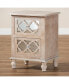 Furniture Celia French Rustic Quatrefoil Mirrored Nightstand