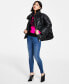 ფოტო #5 პროდუქტის Women's Faux-Leather High-Low Hem Puffer Jacket