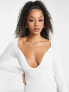 Фото #4 товара ASOS DESIGN Tall knitted mini dress with sweetheart plunge neckline in white