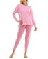 Фото #7 товара Women's 2-Pc. Waffle-Knit Jogger Pajamas Set