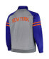 ფოტო #3 პროდუქტის Men's Blue, Heather Gray New York Knicks Big and Tall Pieced Stripe Raglan Full-Zip Track Jacket