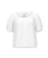 ფოტო #3 პროდუქტის Women's Bubble Sleeve Button Front Relaxed Linen Top