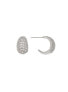 White Rhodium Pave Cubic Zirconia Graduated Demi Hoop Earrings