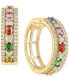 ფოტო #1 პროდუქტის EFFY® Multi-Sapphire (3/4 ct. t.w.) & Diamond (5/8 ct. t.w.) Small Hoop Earrings in 14k Gold, 0.75"
