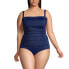 Фото #8 товара Plus Size Chlorine Resistant Bandeau Tankini Swimsuit Top with Removable Adjustable Straps