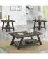 Фото #3 товара Contemporary 3-Piece Wood Shelf Coffee Table Set in Weathered Espresso