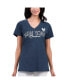 ფოტო #1 პროდუქტის Women's Navy Distressed New York Yankees Key Move V-Neck T-shirt