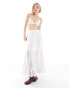 Monki tie up crochet top in off white