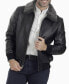 Фото #1 товара Men's Removable-Collar Leather Bomber Jacket