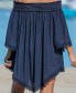Women's Navy Off Shoulder Asymmetrical Hem Cover-Up Beach Dress