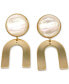 Фото #1 товара 14k Gold-Plated Imitation Mother of Pearl Drop Earrings