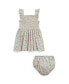 ფოტო #1 პროდუქტის Baby Girls Floral Smocked Cotton Dress and Bloomer Set