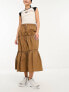 Basic Pleasure Mode solstice tiered maxi skirt in chocolate Коричневый, UK 14 - фото #5