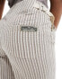 Daisy Street low rise Y2K trousers in khaki stripe with pocket buckle detail