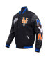 ფოტო #2 პროდუქტის Men's Black New York Mets Script Tail Wool Full-Zip Varity Jacket